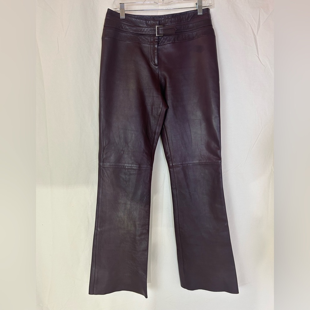 Mob Wife,Castle Core Biker Cache’ oxblood Lamb Leather bootleg Pants Sz 6 L 32